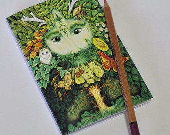 Green Man A5 blank notebook Pagan art sketchbook diary writing plain book of shadows