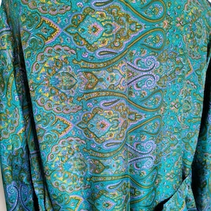 Teal Blue Kimono Jacket silk style party 8 10 12 14 16 18 S M L Retro Boho hippy party wedding cardigan coat Festival Lammas image 7