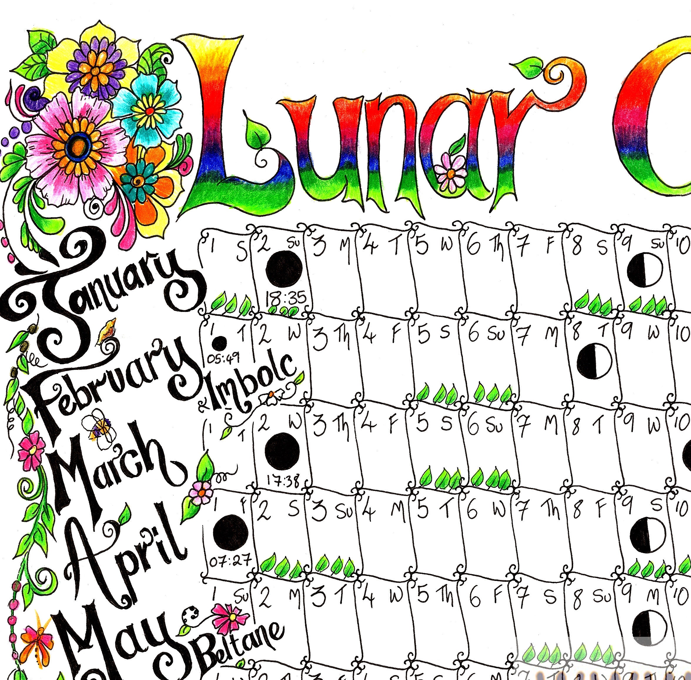 Downloadable Lunar Moon Calendar 2022 A4 Download Pagan | Etsy