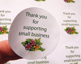 Thank you postal small business round posting eco stickers scrapbooking crafts flowers 35mm