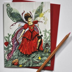 Una cartolina di Natale "The Tree Fairy" Yule steampunk burlesque pagana