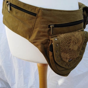 Brown Khaki Pixie Money pocket belt bum bag festival goth fairy vegan fair trade larp