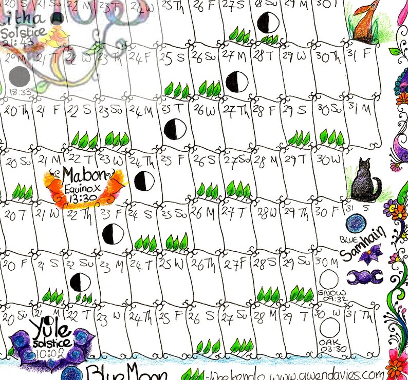2021 PREORDER Lunar Moon Calendar hand drawn A4 gardening