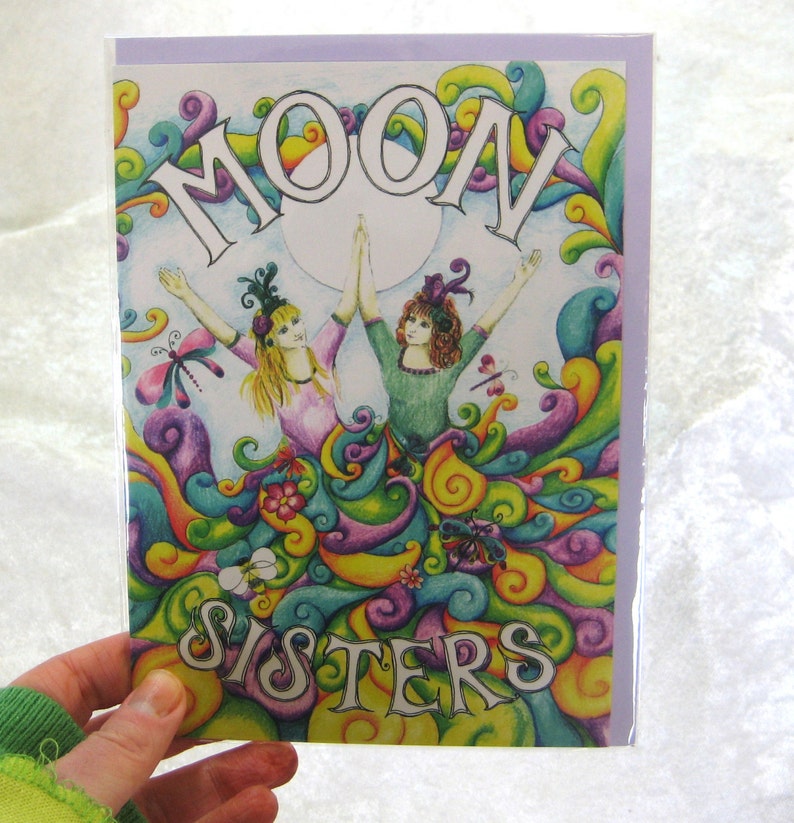 Moon Sisters Blank Greetings Card Pagan Art Goddess Birthday Etsy
