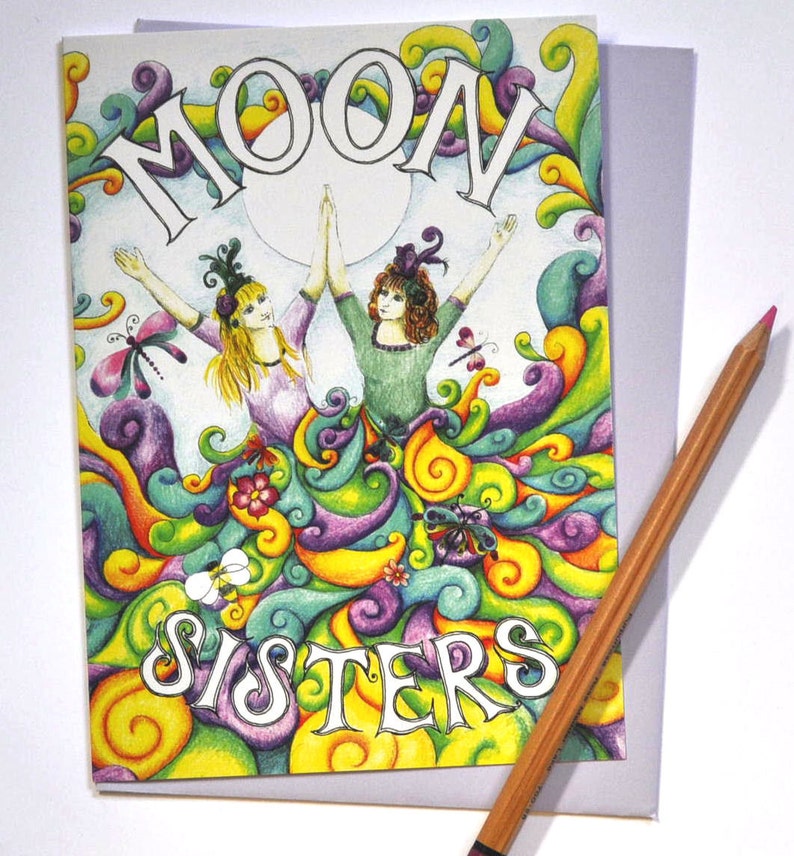 Moon Sisters Blank Greetings Card Pagan Art Goddess Birthday Etsy