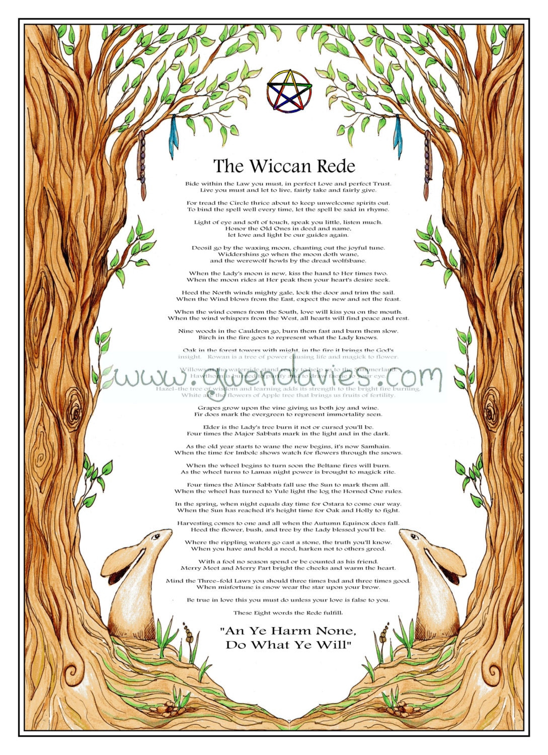 Buy Wiccan Rede Poster A4 Moongazing Hare Digital Download Online in - Etsy