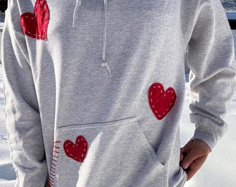 The Camilla Hoodie - Handmade Patchwork Heart Hoodie -