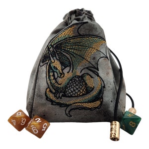 Ancient Bronze Dragon Dice bag, Dice pouch, role playing games.