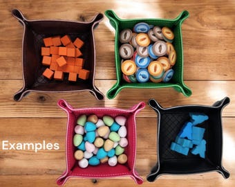 Board game storage trays, holds tabletop game pieces, game bit organizers
