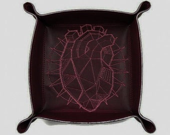 Dice Tray crystal heart design, role playing, game accessory, TTRPG