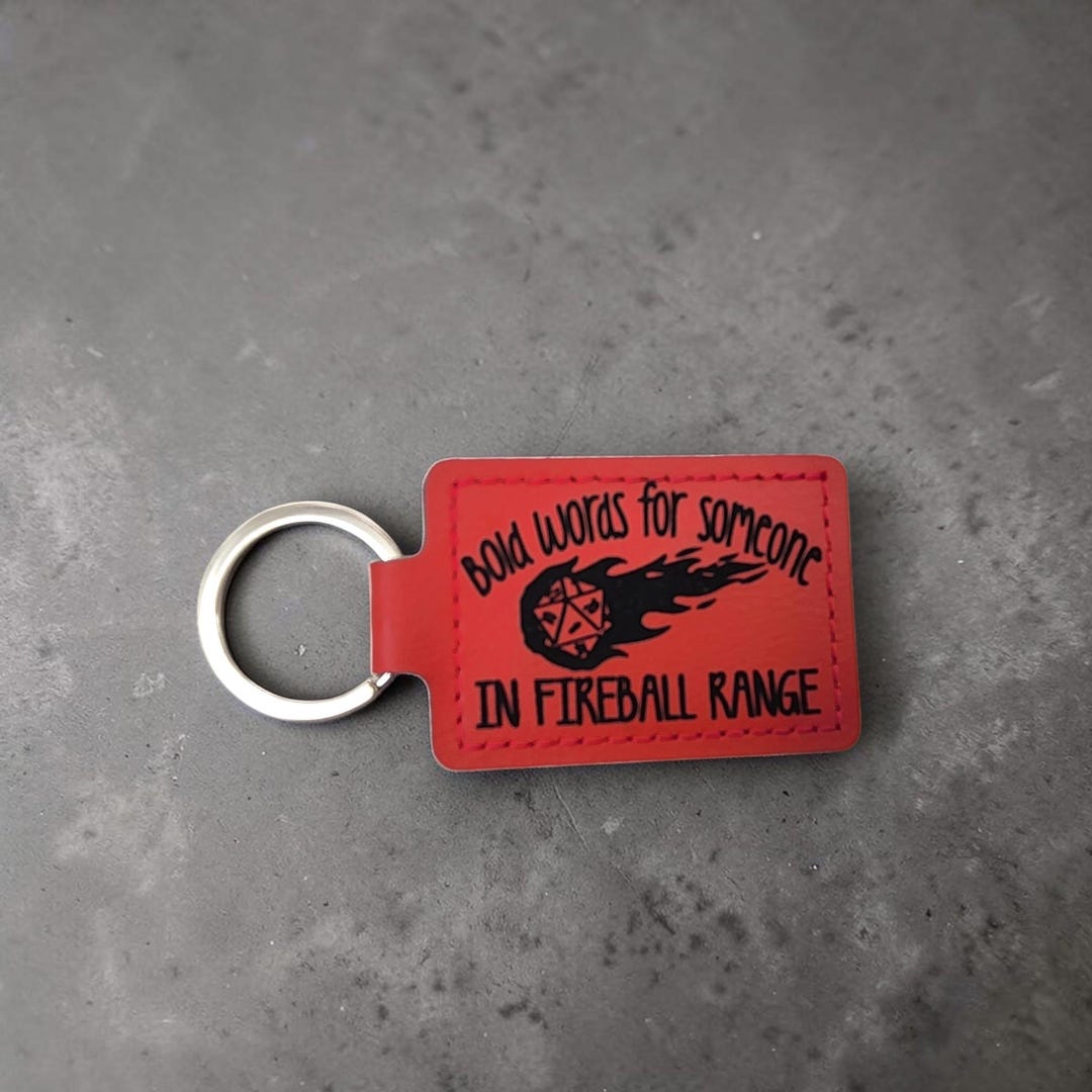 Fireball Faux Leather Keychain, TTRPG, - Etsy