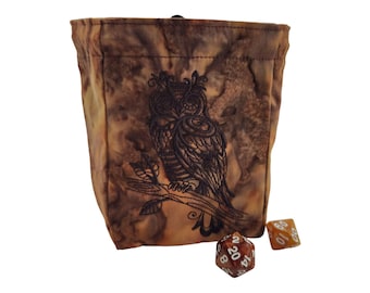 Owl dice bag, dnd dice bag, TTRPG