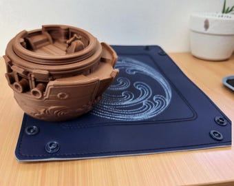 ocean Wave dice tray and ship dice container, gift set, TTRPG