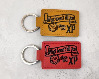 TTRPG faux leather keychain, TTRPG