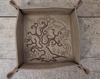Tree and bat dice tray, TTRPG