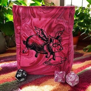 sacchetto di dadi di maiale, quando i maiali volano, sacchetto di dadi poliedrici