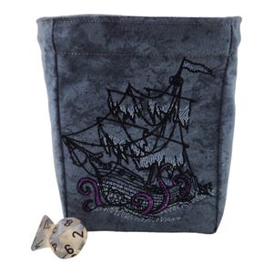 Dice bag, ghost ship, role playing game dice bag, board game accessory