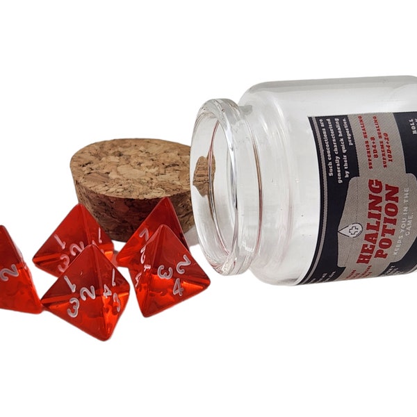 Healing potion dice set, dnd, TTRPG, role playing, D4