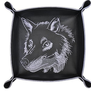 collapsible dice rolling tray wolf design