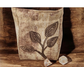 Leaf and branch dice pouch, TTRPG