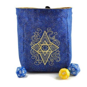 Clear night sky dice bag, tabletop game pouch, star dice bag, space dice bag, polyhedral dice, celestial dice bag, role playing,  dnd gaming