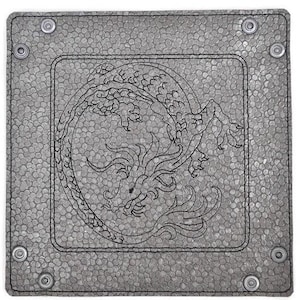 Collapsible Dice Rolling Tray, Role playing Game Accessory, Circle Dragon Design