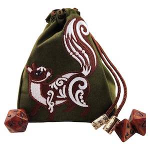 Sacchetto per dadi scoiattolo, sacchetto per dadi RPG, sacchetto per dadi poliedrici, sacchetto portaoggetti, D20, gioco di ruolo DND