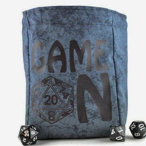 Large Game On Dice Bag , extra large dice bag, dice collector, dnd dice bag, bag of holding, polyhedral dice bag, Role playing pouch