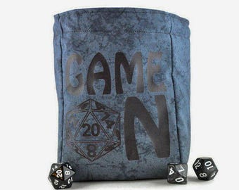 Large Game On Dice Bag , extra large dice bag, dice collector, dnd dice bag, bag of holding, polyhedral dice bag, Role playing pouch