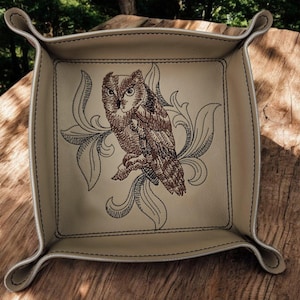 screech owl dice tray, dnd game accessory, valet tray, board game accessory, portable dice tray, table tray