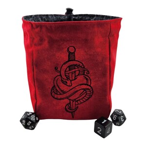 Dice bag, heart and snake design, TTRPG, Fantasy, dnd, dice pouch