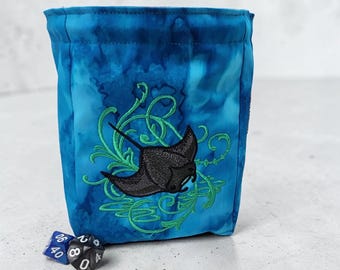 Sac à dés raie manta, sac à dés dnd, pochette à dés extra-large