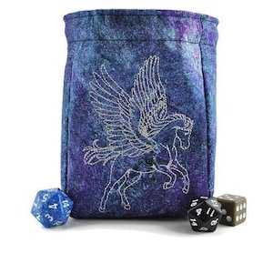 Bolsa de dados de Pegaso en vuelo, bolsa de dados de DND, bolsa de dados grande, bolsa de dados de fantasía, bolsa de juego de rol, bolsa de dados D20, bolsa de contención, regalo de DND
