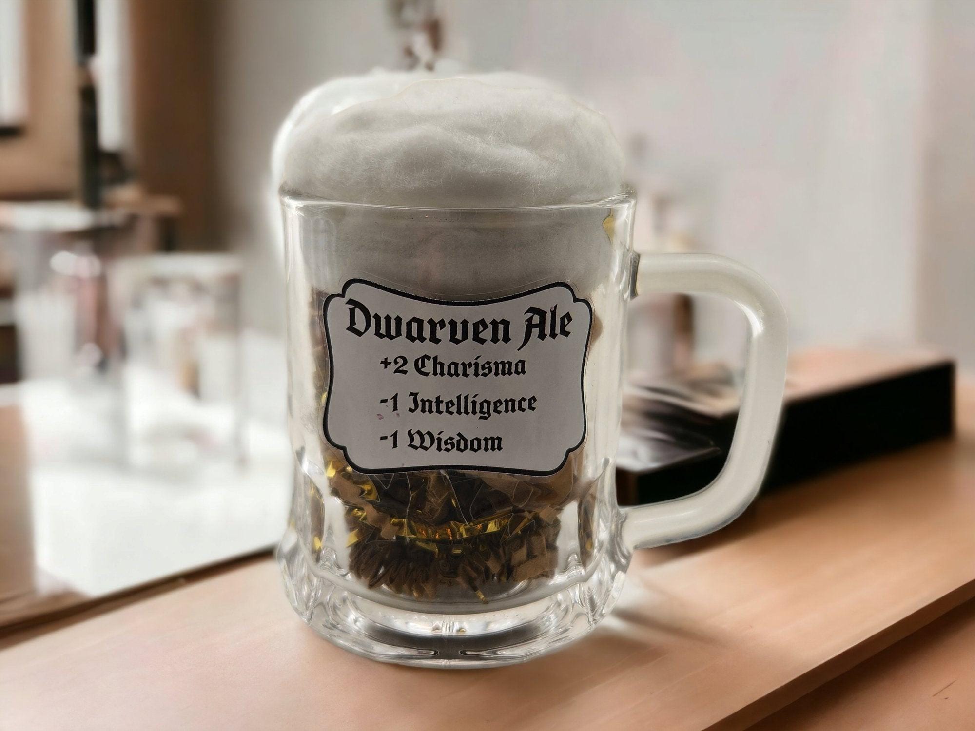 Dwarven Ale with frothy head gift set, gag gift, dice set,  dnd, TTRPG, ale, beer, role playingdnd