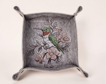 Foldable dice tray with Hummingbird design, TTRPG, dnd, game accessory