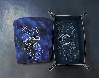 Himmlisches Gamer-Geschenkset, TTPRG, Würfelbeutel und Würfeltablett