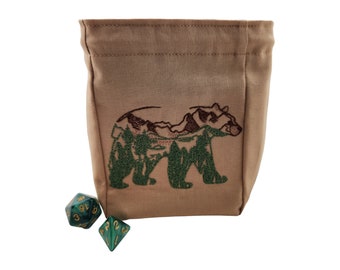 Bear Dice Bag, Druid, Forest, dnd dice pouch