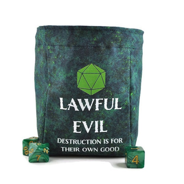 Lawful Evil Dice Pouch, dnd alignment, character alignment, fantasy dice bag, bag of holding, polyhedral dice pouch