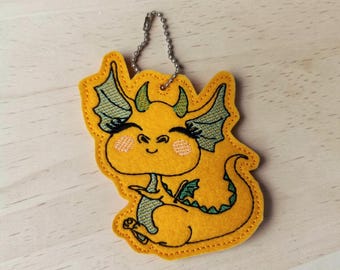 Golden felt dragon accessory, purse, bag, bookmark, TTRPG