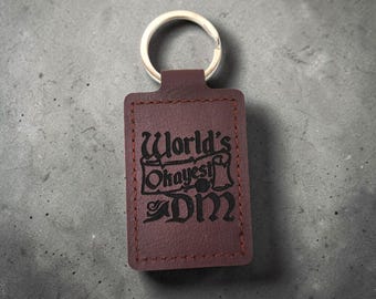 Dungeon Master faux leather keychain, TTRPG, funny