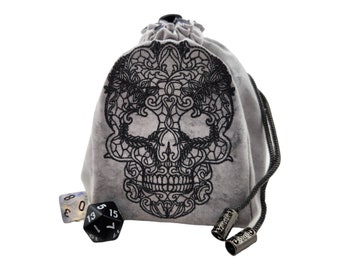 dice bag, decorative skull game pouch