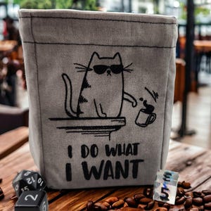 Cat Dice bag,D20 Game Bag, funny dice bag, GM dice pouch, polyhedral dice bag, role playing games, fantasy game bag