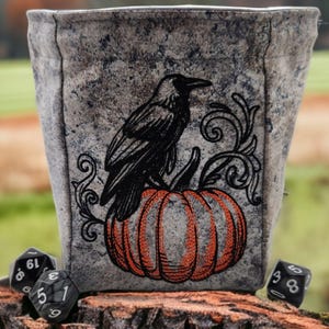 Raven Autumn dice bag, role playing game dice bag, board game accessory. dnd