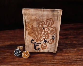 Bolsa para dados con diseño de roble y bellotas, bolsa de otoño, juego de rol de mesa