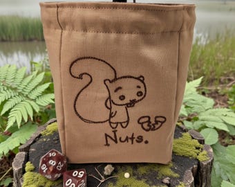 Funny squirrel dice bag, TTRPG, board game accessory
