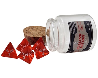 Dobbelstenen set genezende drankjes, dnd, TTRPG, rollenspel, D4