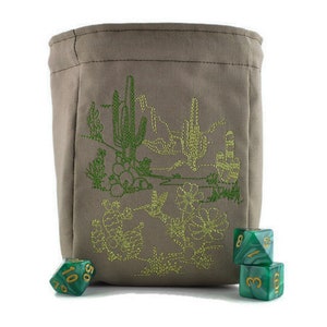 Desert dice bag, RPG dice bag, polyhedral dice bag, tabletop gaming, D20 dice bag, poker chip bag, dnd gift, drawstring bag