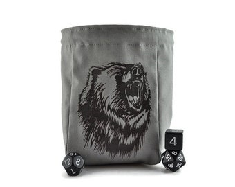 Raging Bear dice bag, role playing dice bag, board game accessory