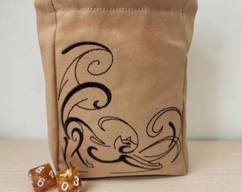 Extra großer, dehnbarer Würfelbeutel in Katzenform, Standfuß-Design, TTRPG