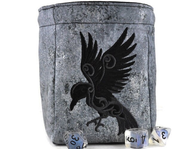Raven Design Holds 40 16mm Dice Small Cotton Twill Dice Bag 